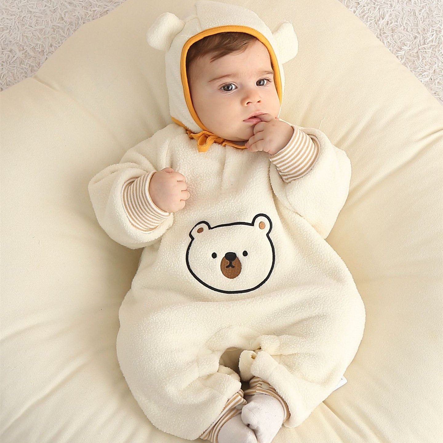 Polar Fleece Bear Baby Jumpsuit